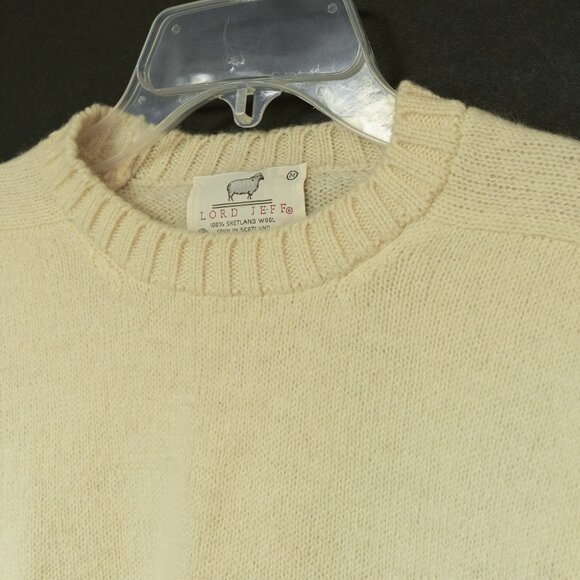 Vintage White Wool Sweater Scottish Fisherman Crew Neck Mariner Medium Knit - Picture 3 of 9